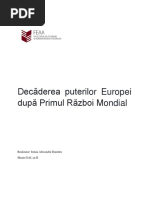 Decăderea Puterilor Europei După Primul Război Mondial