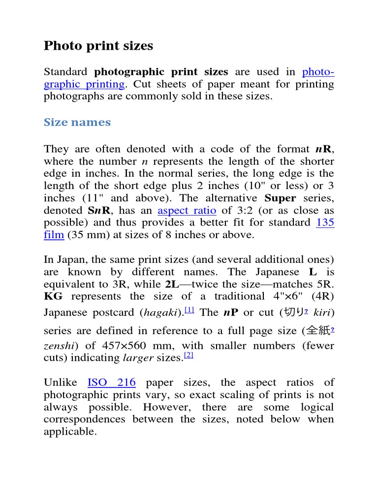 Standard Photo Print Sizes Explained | PDF | Pixel | Image Resolution