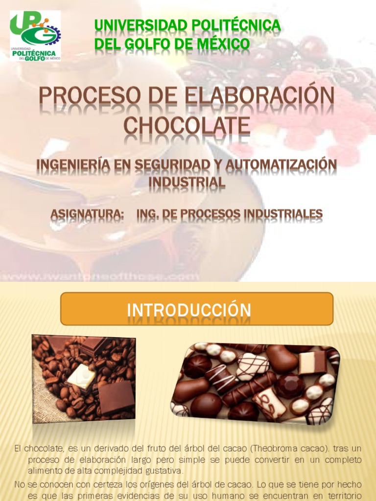 Proceso de Elaboración del Chocolate | PDF | Tipos de chocolate | Chocolate