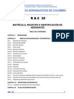 RAC  20 - Matrícula, Registro e Identificación de Aeronaves.pdf