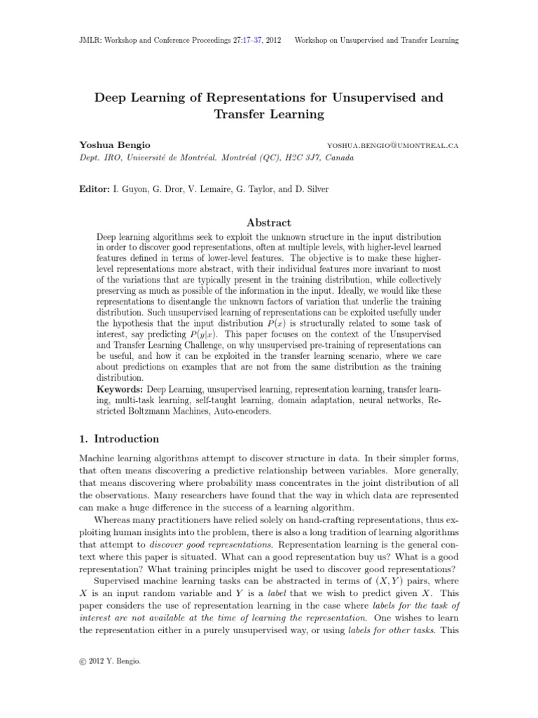 Deep Learning Paper by Bengio | Principal Component Analysis | Deep ...