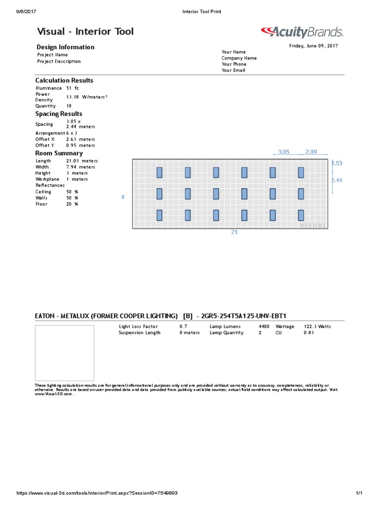 Interior Lighting Calculation Results | PDF