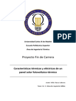 Características térmicas y eléctricas panel solar híbrido