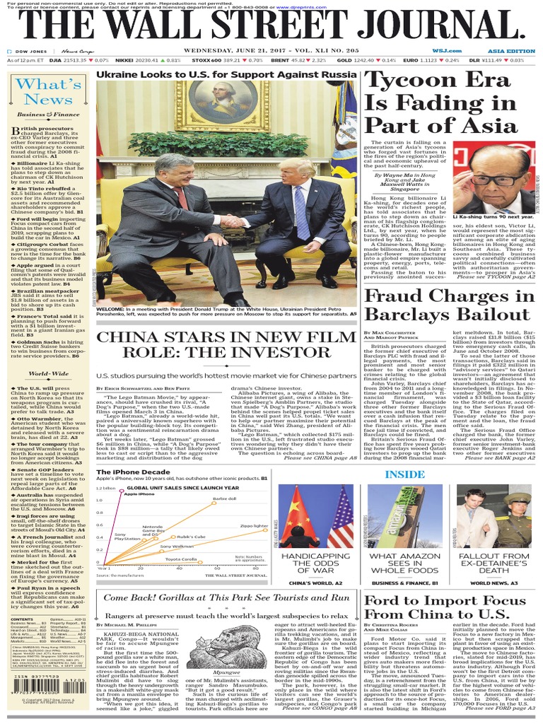 768px x 1024px - Wallstreetjournalasia 20170621 The Wall Street Journal Asia | PDF |  Barclays | Taiwan