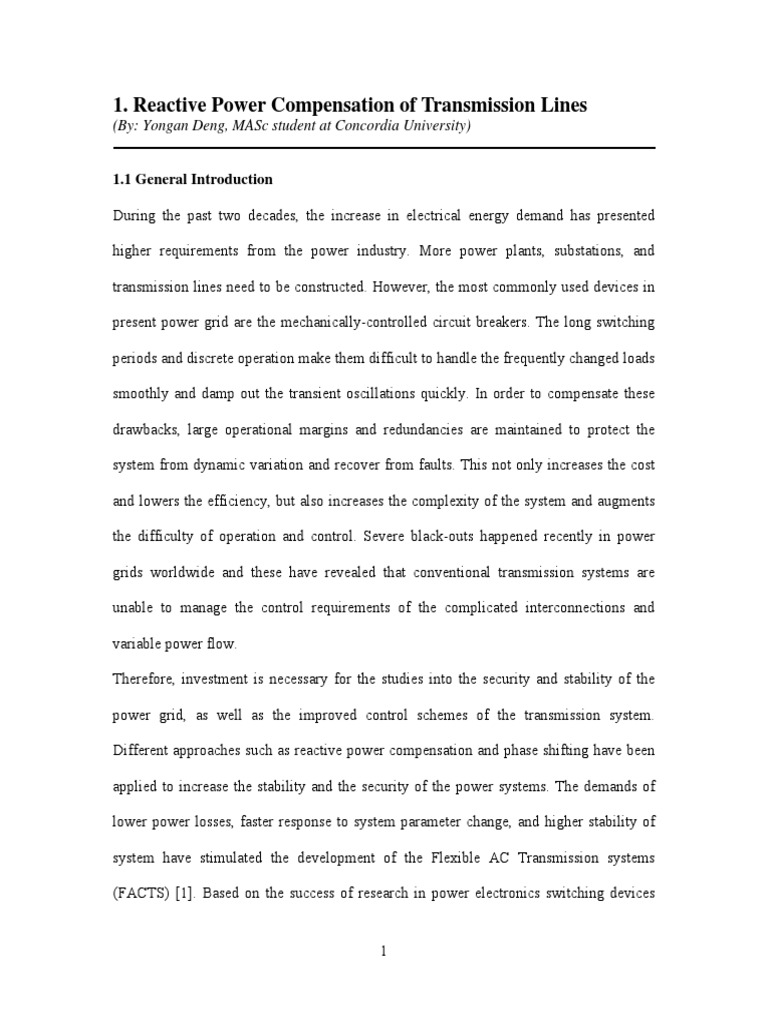 Transmission Line Compensation PDF | PDF | Science & Mathematics ...