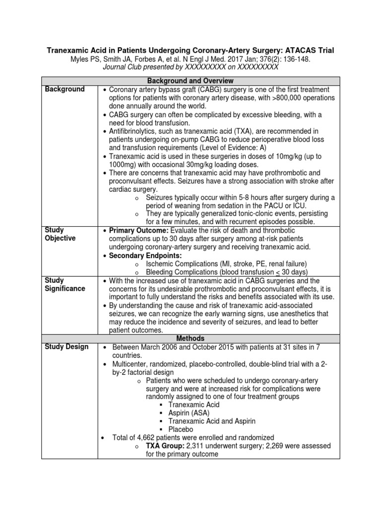 journal club presentation example medicine