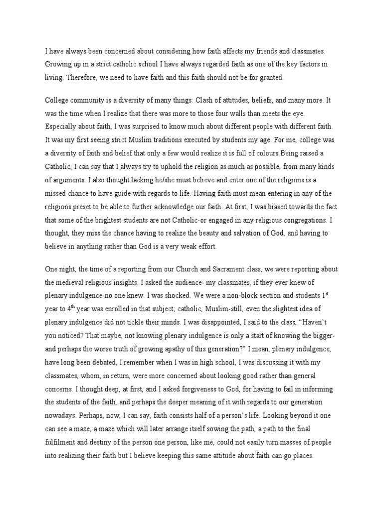 A Philosophy Reflection Paper On Faith | PDF | Business