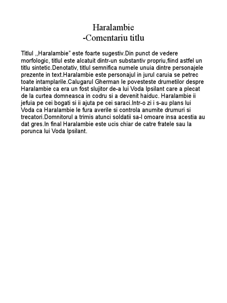 Haralambie-Comentare Titlu - Odt | PDF