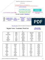 Regular Verbs - Vocabulary Word List