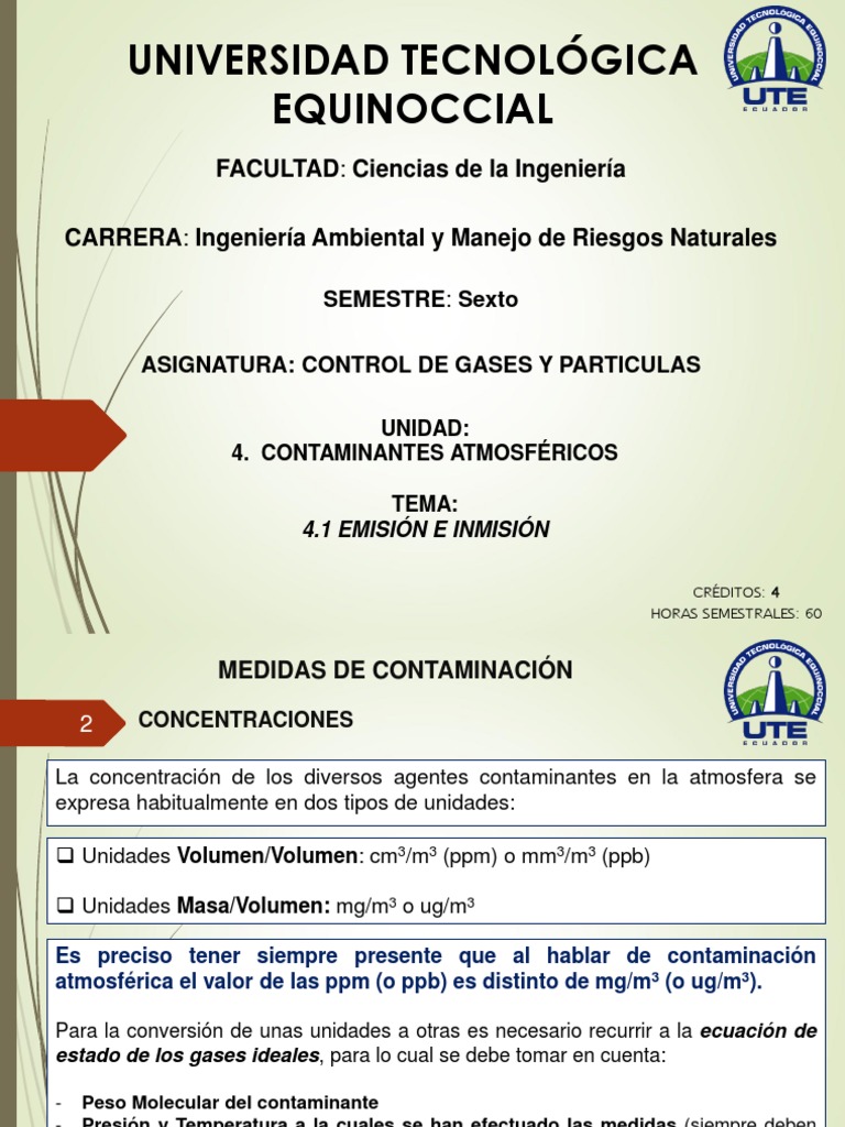 4.1 Emisión e Inmisión | PDF | Contaminación | Dióxido de azufre