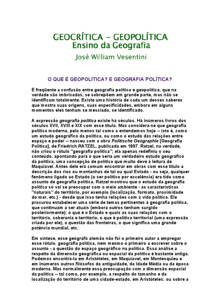 O QUE É GEOPOLÍTICA Geopolítica Geografia