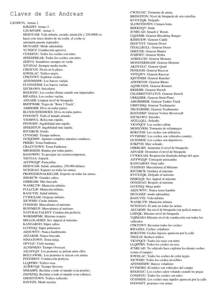Claves de San Andreas PDF Tanques Conflicto armado