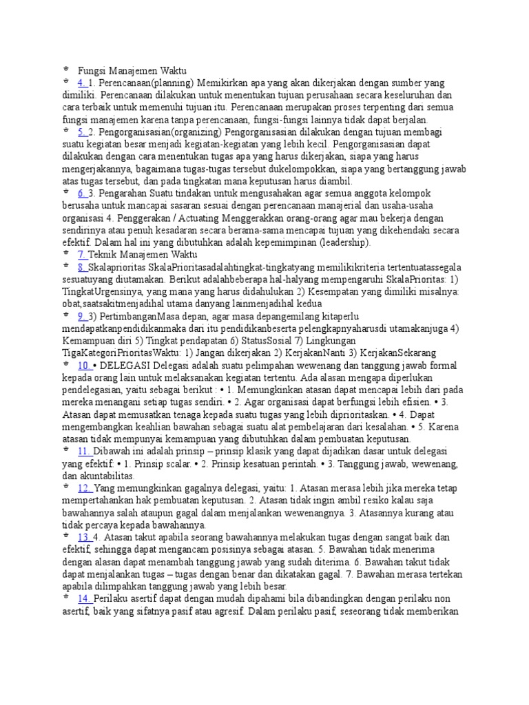 Fungsi Manajemen Waktu