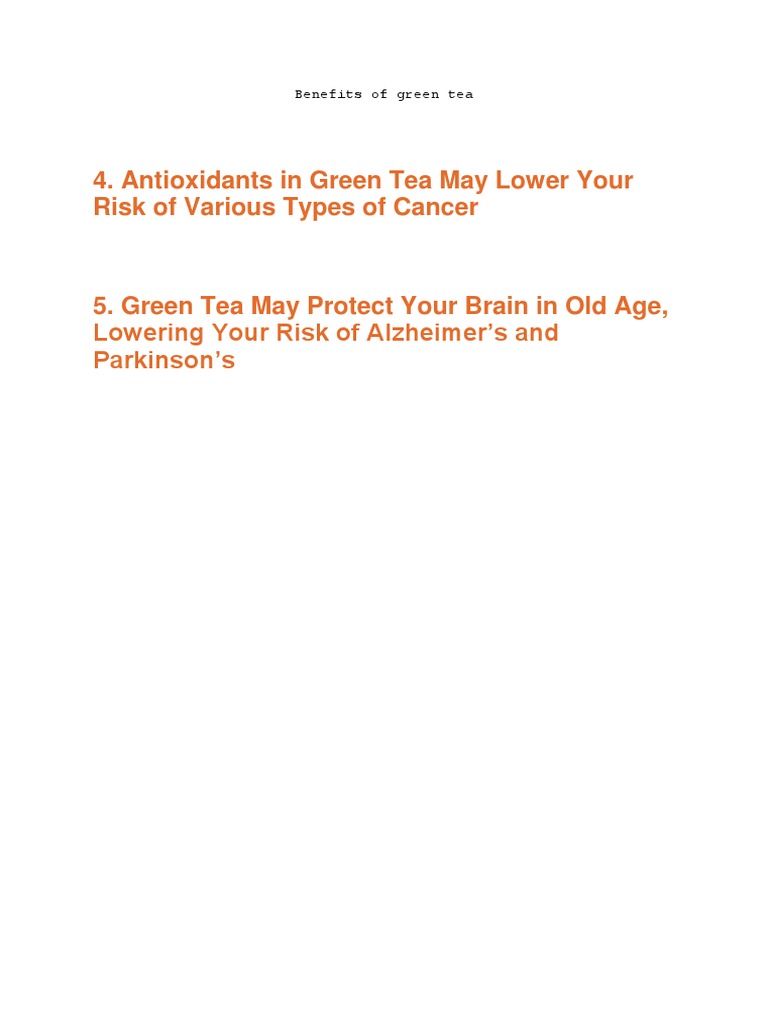 Health Benefits of Green Tea Explained | PDF