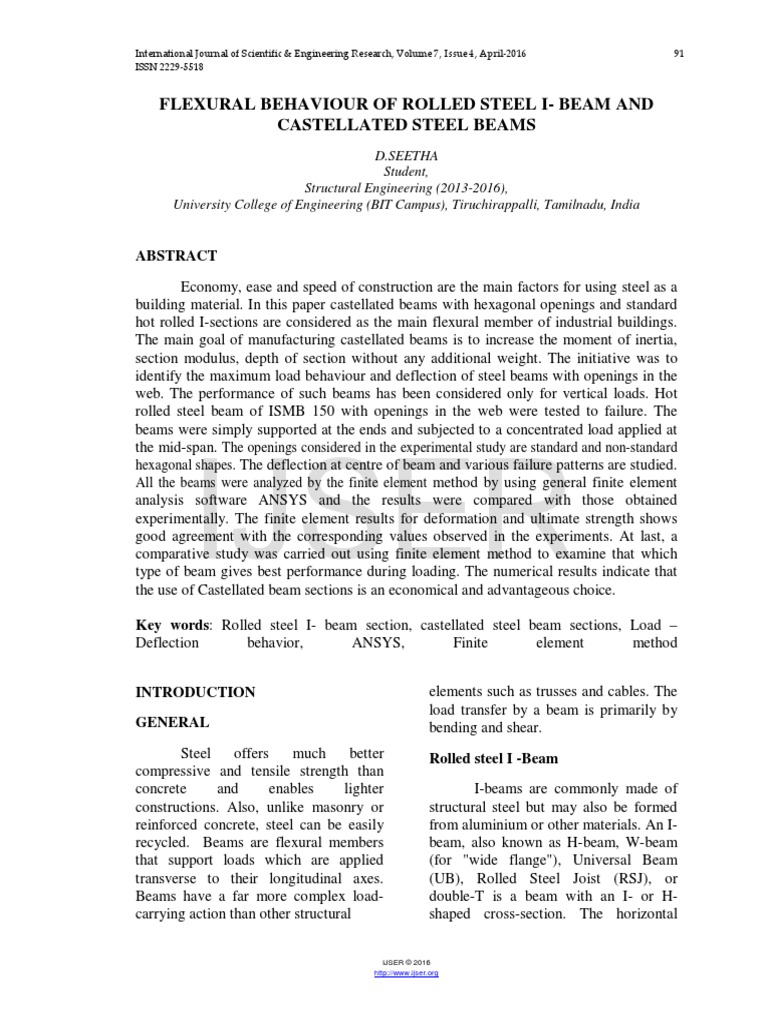 Flexural Behaviour of Rolled Steel I Beam and Castellated Steel Beams ...