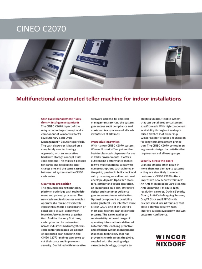 CINEO_C2070_datasheet_EN.pdf | Automated Teller Machine | Printer  (Computing)