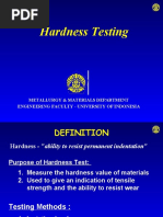 Hardness Testing: Metallurgy & Materials Department Engineering Faculty - University of Indonesia