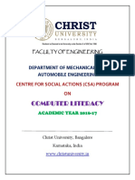 Computer Literacy: Centre For Social Actions (Csa) Program ON