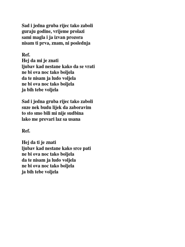 Sad I Jedna Gruba Rijec Tako Zaboli | PDF