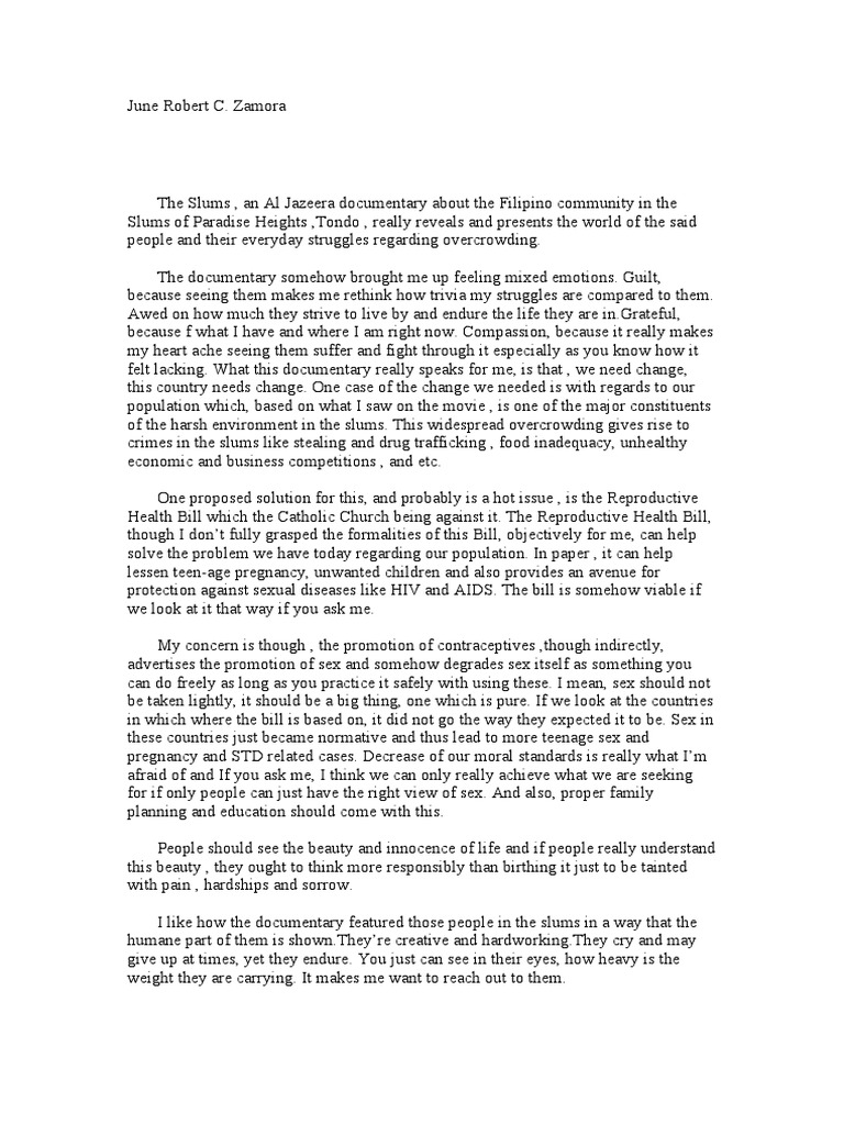 essay on slums
