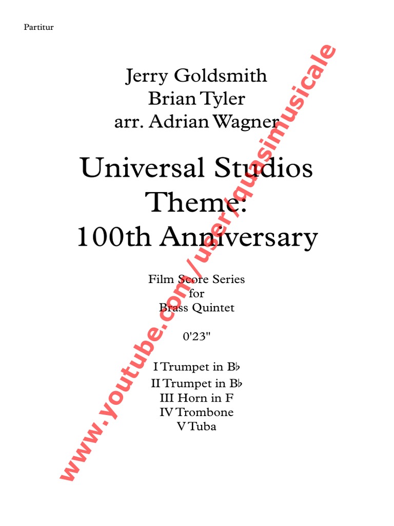 Universal Studios Theme for Brass Quintet | PDF