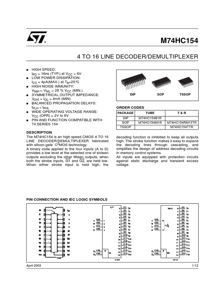 74154 | PDF | Electronic Circuits | Manufactured Goods