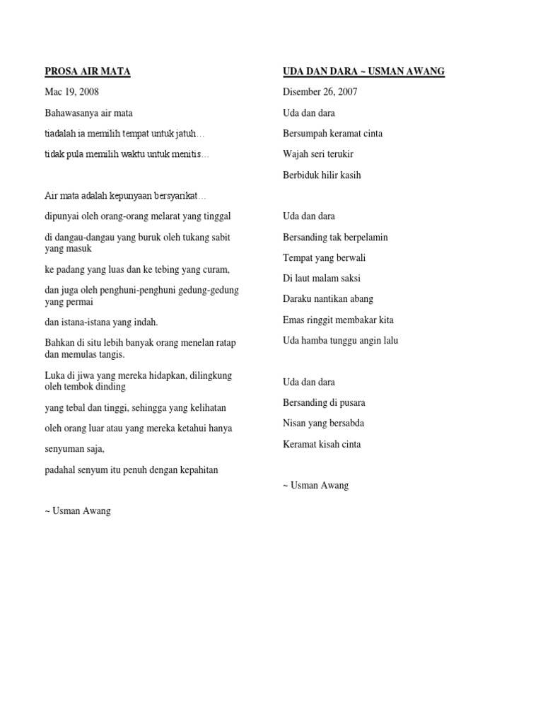 Koleksi Sajak Usman Awang Pdf