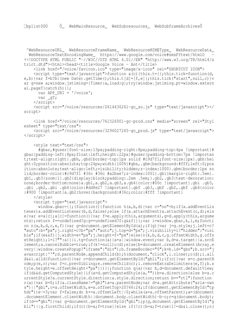 Google Voice Ant Html Web Standards