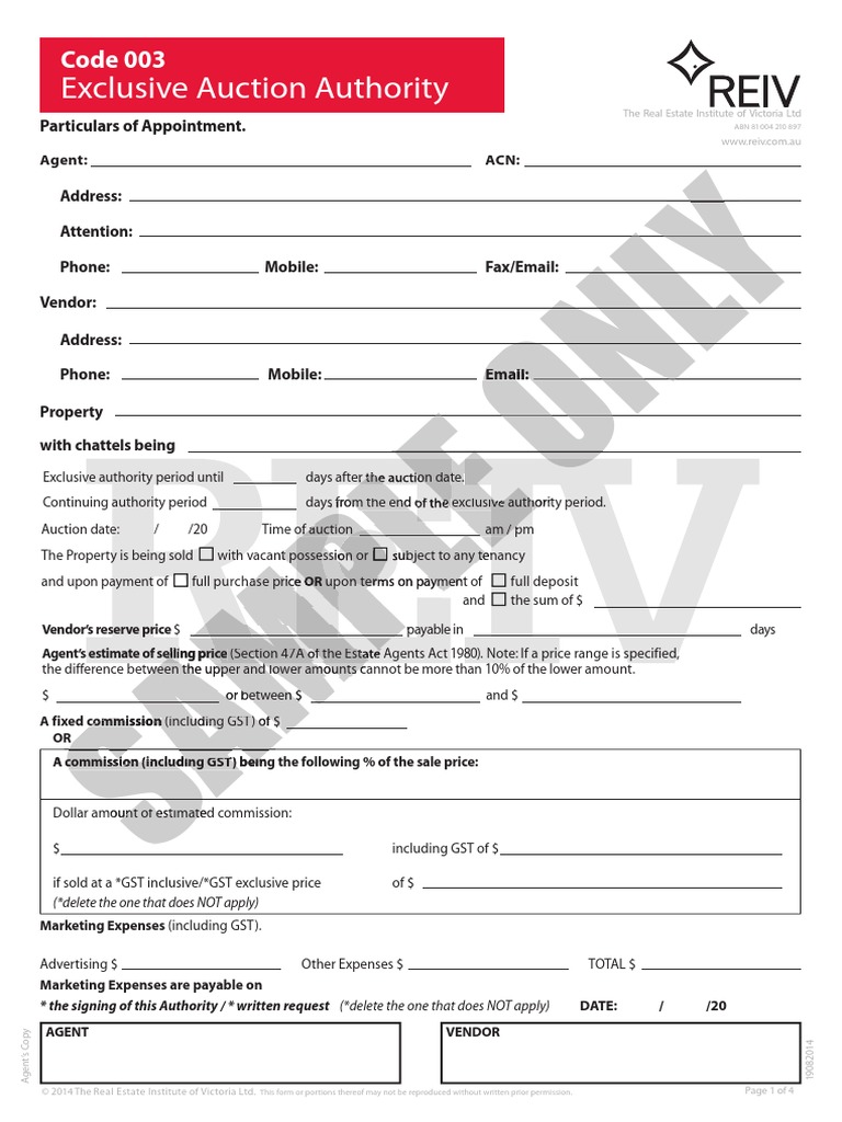 Exclusive Auction Authority Law Of Agency Personally Identifiable Information