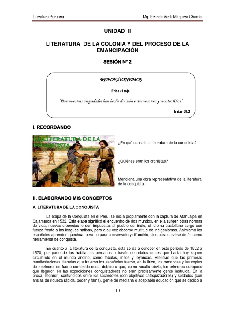 LITERATURA DE LA COLONIA Y DEL PROCESO DE LA EMANCIPACIÓN