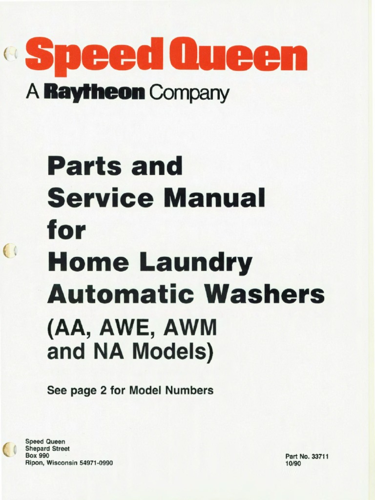 Speed Queen Service Manual (33711) Washing Machine Valve
