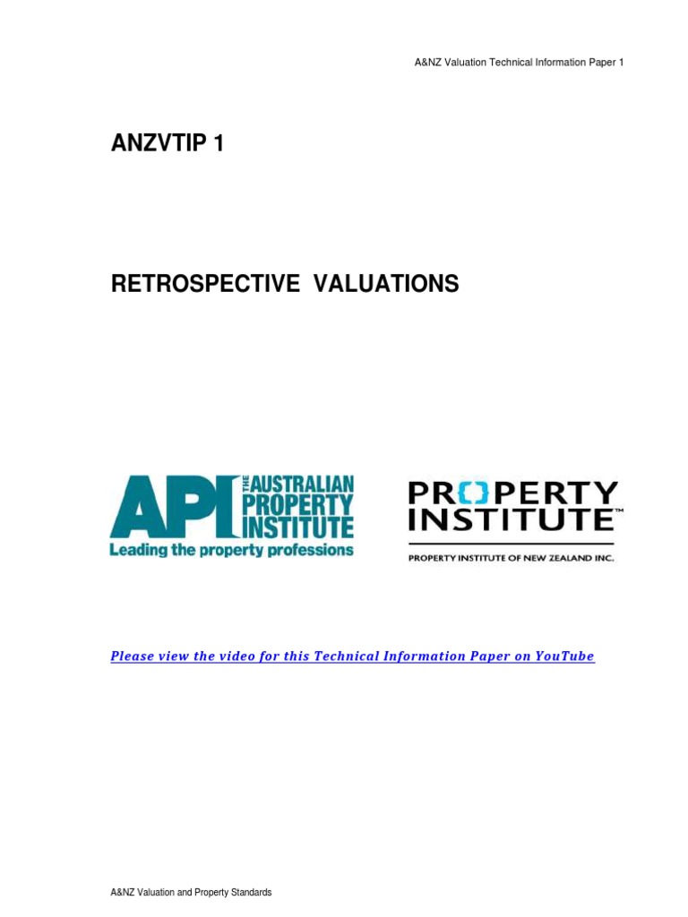 Retrospective Valuations PDF Real Estate Appraisal Valuation