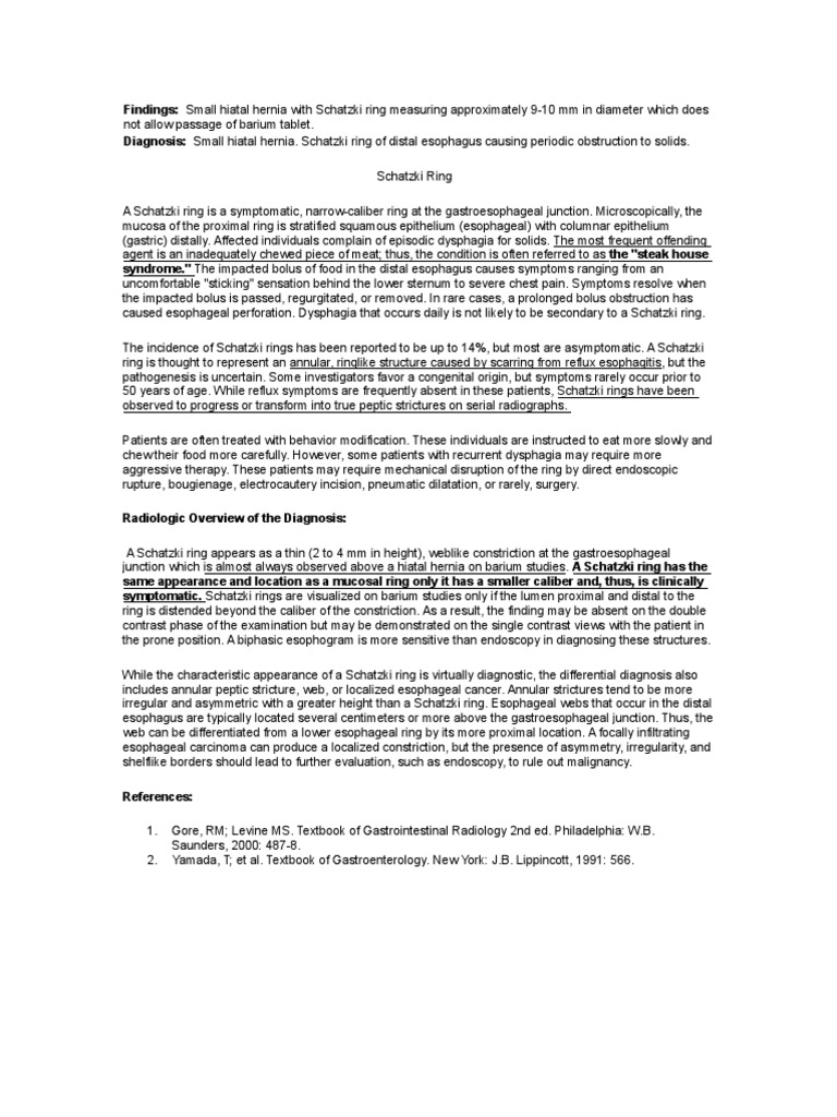 Hiatal Hernia Schatzki Ring | Download Free PDF | Esophagus