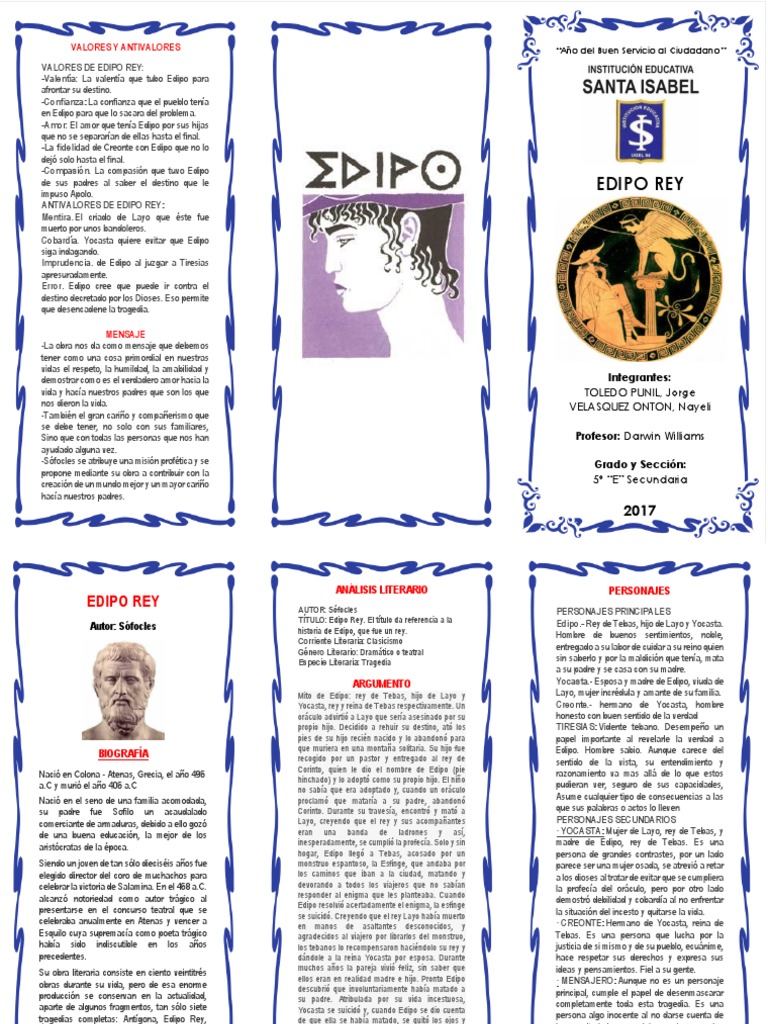 Triptico Edipo Rey | Edipo | Mitología tebana