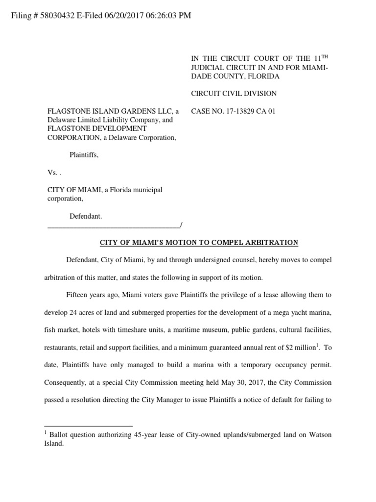 Motion To Compel Arbitration  PDF  Arbitration  Lease