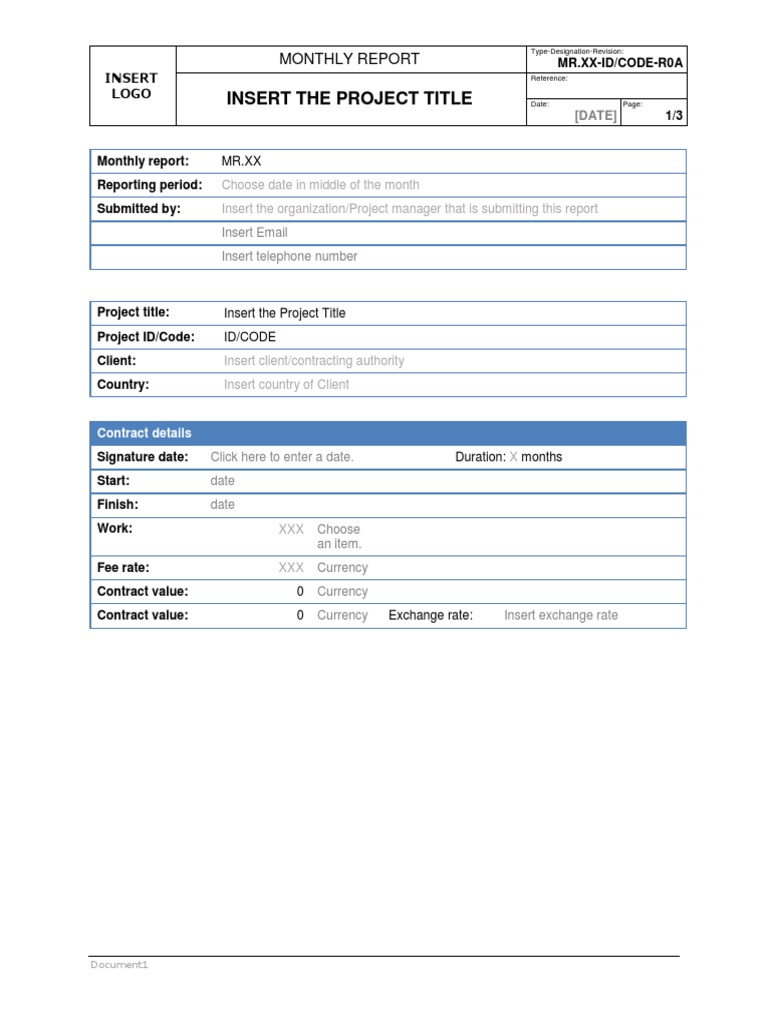Monthly Report Template for Projects | PDF | Computer File ...