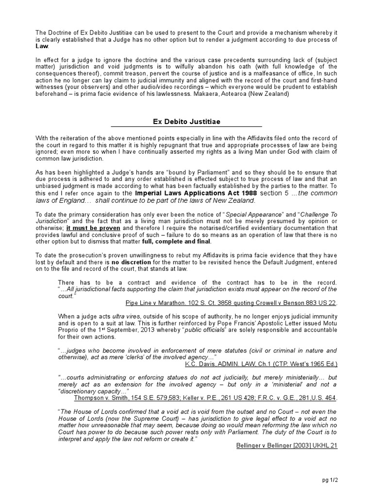 Using The Doctirne Of Ex Debito Justitiae In Court Jurisdiction Evidence Law