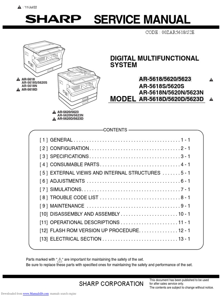 Service Manual Sharp Ar5618 | PDF | Windows Vista | Microsoft Windows