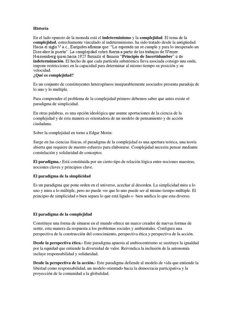 Paradigma de la Complejidad de Morin | PDF | Complejidad | Paradigma