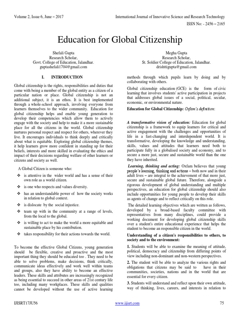 Education for Global Citizenship Insights | PDF | Citizenship ...