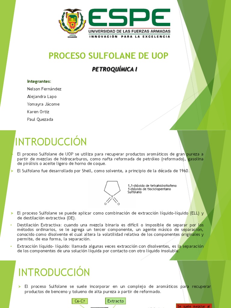 Proceso Sulfolane de Uop | PDF | Destilación | Solvente
