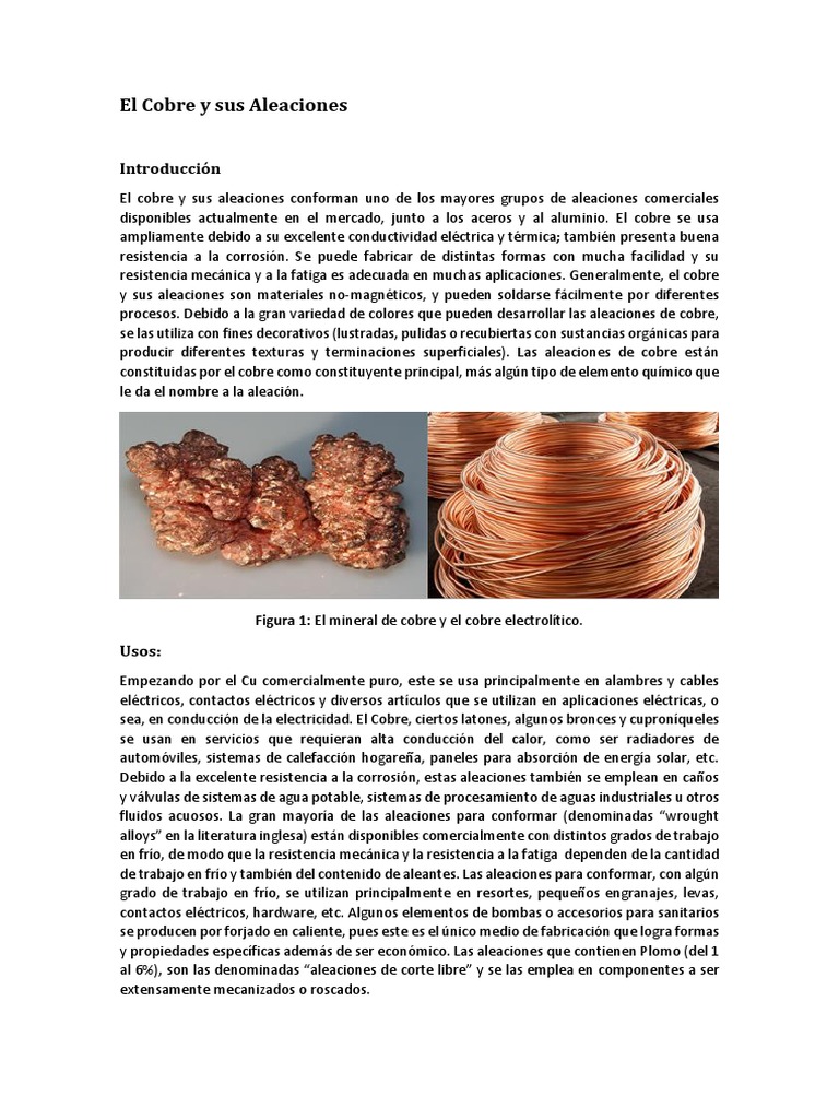 El Cobre y Sus Aleaciones | PDF | Latón | Cobre