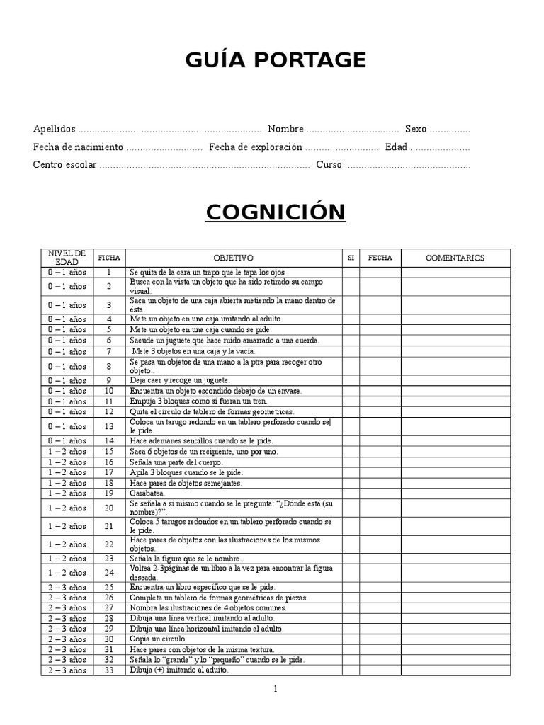 Guía Completa del Método Portage | PDF | Adultos | Palabra