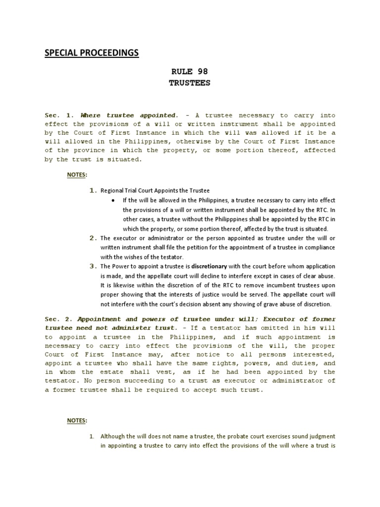 Rule 98-Trustees Rule 101-Hospitalization | PDF | Trust Law | Trustee