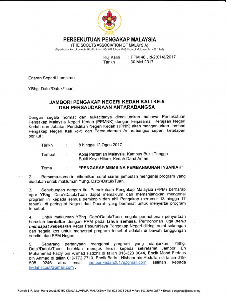 Semua Surat Borang Jambori Pengakap Negeri Kedah Ke 5 Pdf