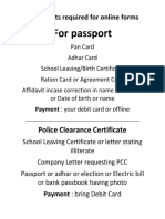Documents Required For Online Forms