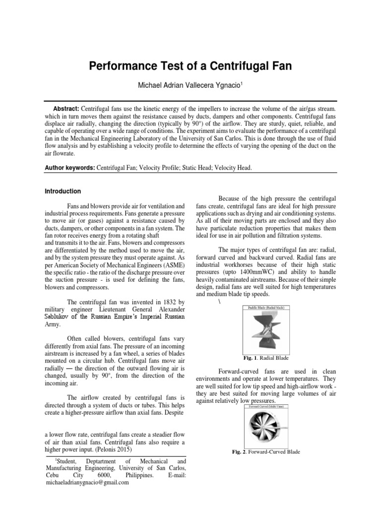 Centrifugal Fan | PDF | Mechanical Fan | Power (Physics)