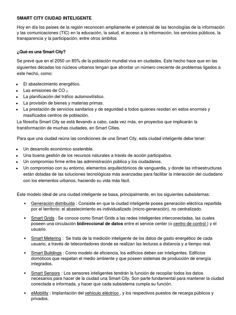 Smart Cities: Transformación Urbana Sostenible | PDF | Ciencia y ...
