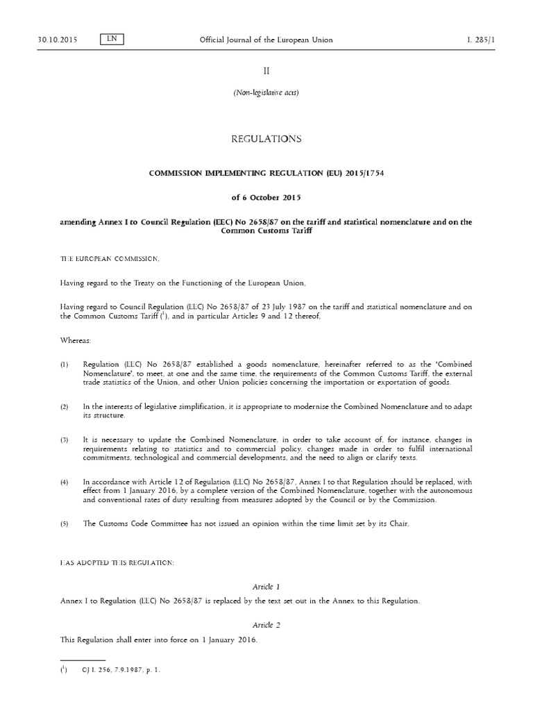 Combined Nomenclature: 関税品目分類表 – PVTJV