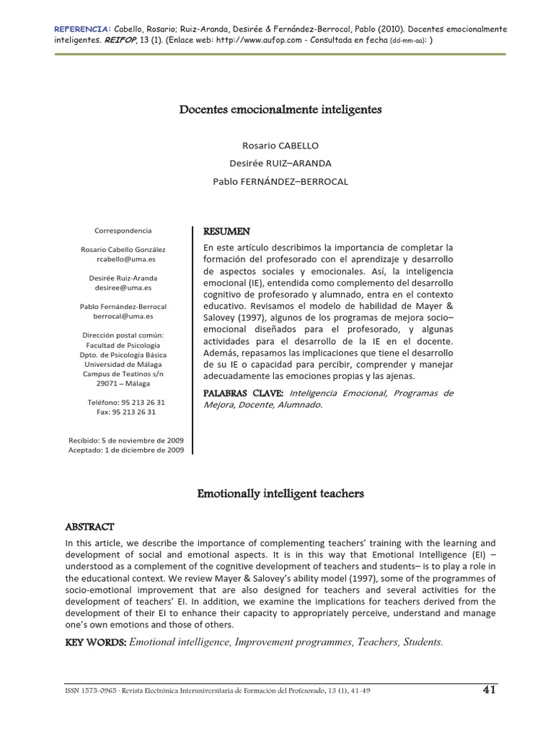 Formación en Inteligencia Emocional Docente | PDF | Inteligencia ...